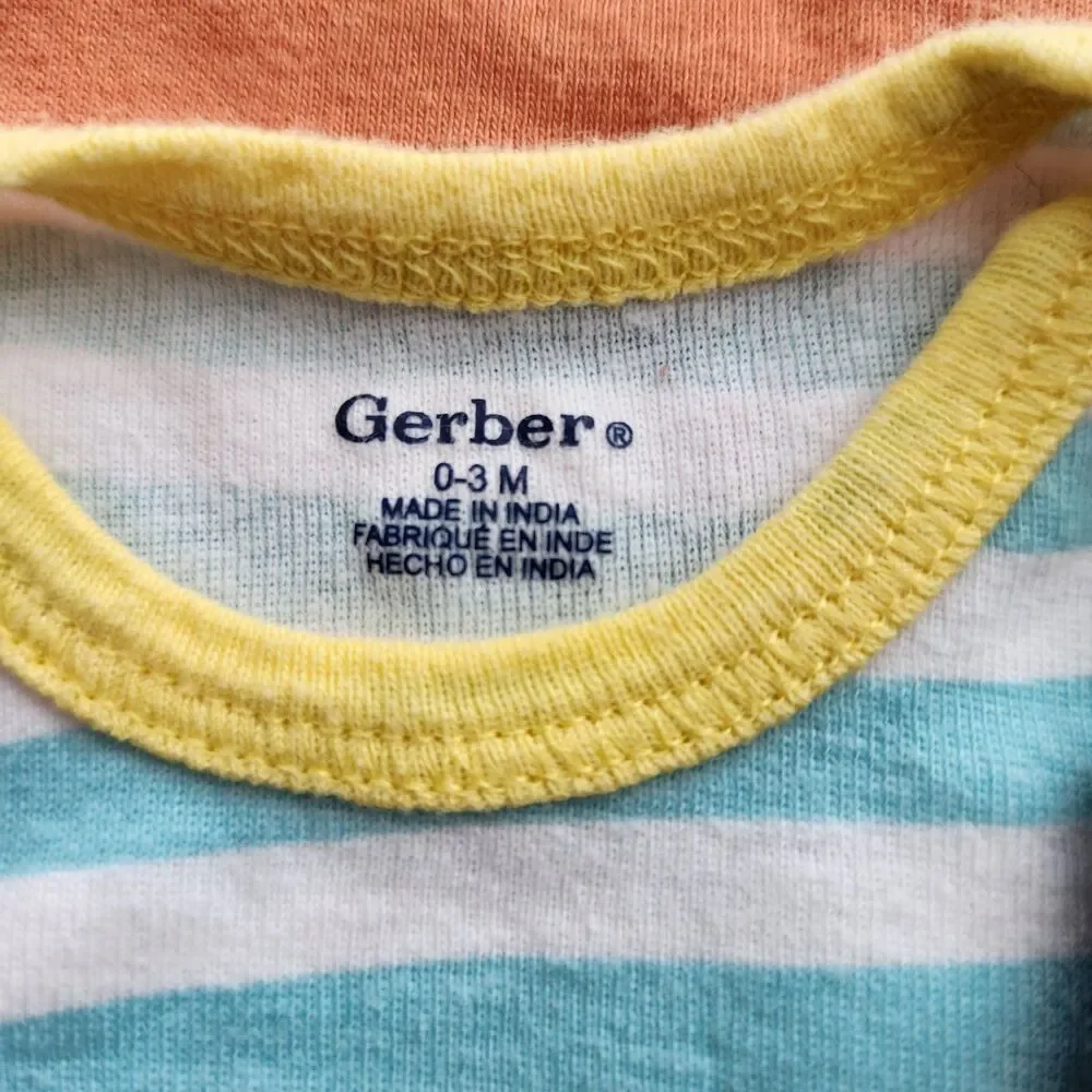 6 Gerber Assorted Short Sleeve Bodysuit Onesies, Cotton. 0-3 Month
